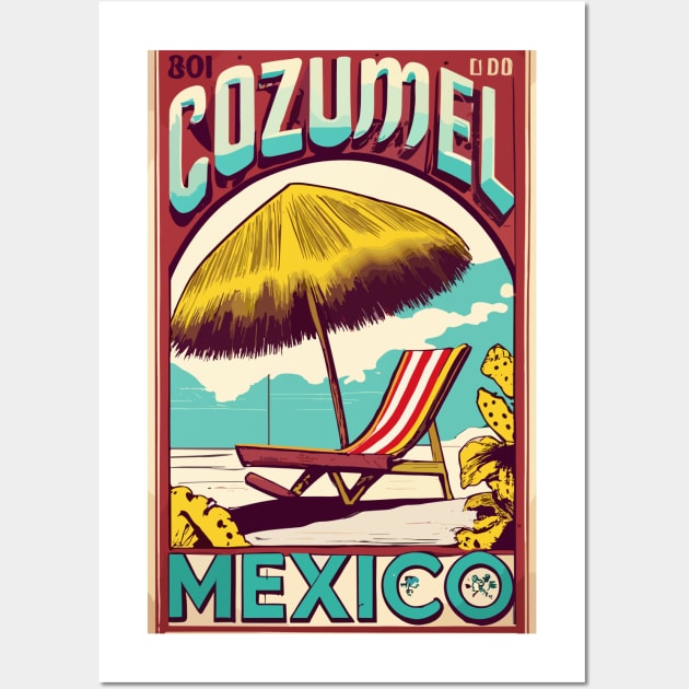 A Vintage Travel Art of Cozumel - Mexico Wall Art by goodoldvintage